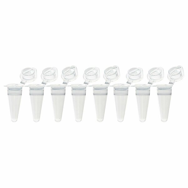 Globe Scientific QuickSnap 0.1mL 8-Strip Tubes, with Individually-Attached Flat Caps, Clear, 120PK PCR-QS-01F